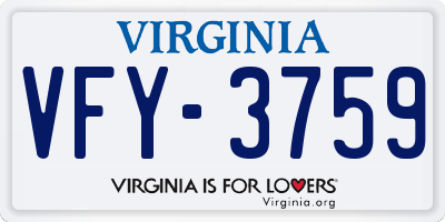VA license plate VFY3759