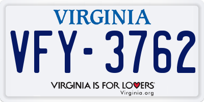 VA license plate VFY3762