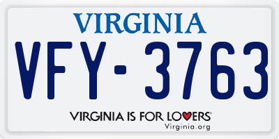 VA license plate VFY3763
