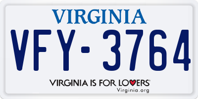 VA license plate VFY3764