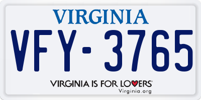 VA license plate VFY3765