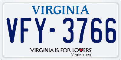 VA license plate VFY3766