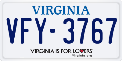 VA license plate VFY3767