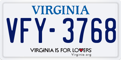 VA license plate VFY3768