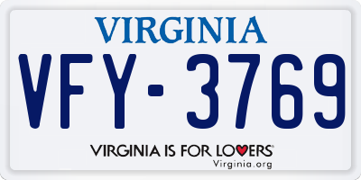 VA license plate VFY3769