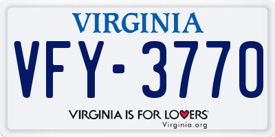 VA license plate VFY3770