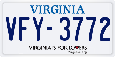 VA license plate VFY3772