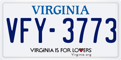 VA license plate VFY3773
