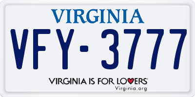 VA license plate VFY3777