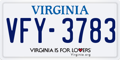 VA license plate VFY3783
