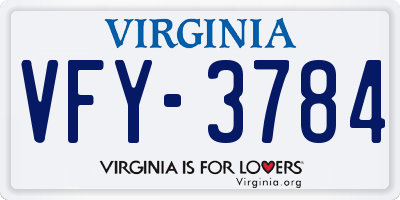 VA license plate VFY3784