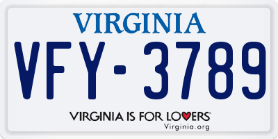 VA license plate VFY3789