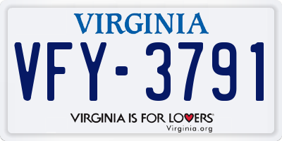 VA license plate VFY3791