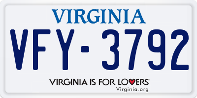 VA license plate VFY3792
