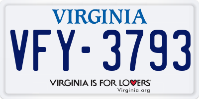 VA license plate VFY3793