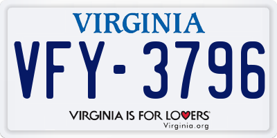 VA license plate VFY3796
