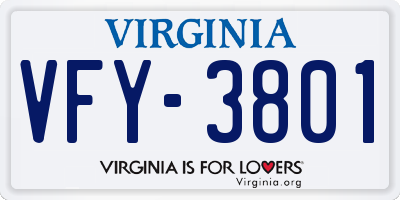 VA license plate VFY3801
