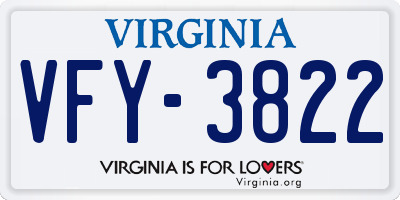 VA license plate VFY3822