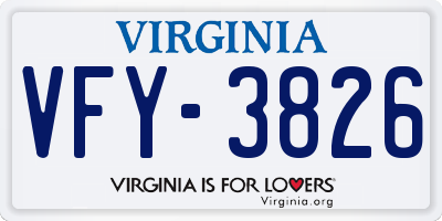 VA license plate VFY3826