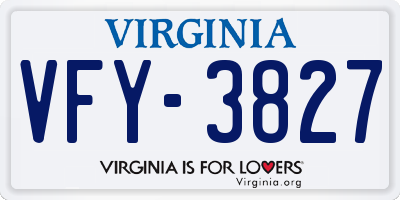 VA license plate VFY3827