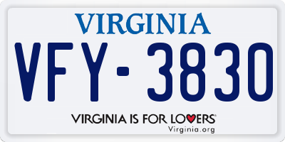 VA license plate VFY3830