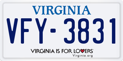 VA license plate VFY3831