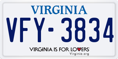 VA license plate VFY3834
