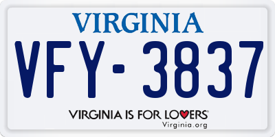 VA license plate VFY3837