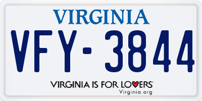 VA license plate VFY3844