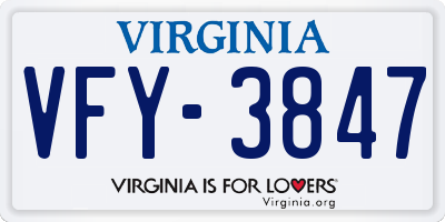 VA license plate VFY3847