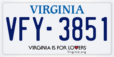 VA license plate VFY3851