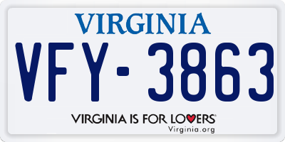 VA license plate VFY3863