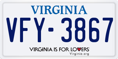 VA license plate VFY3867