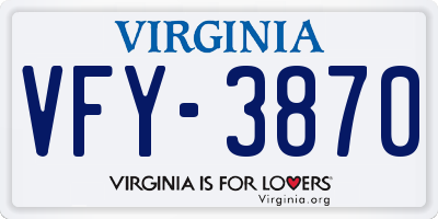 VA license plate VFY3870