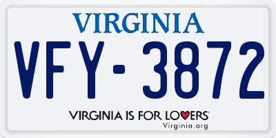 VA license plate VFY3872