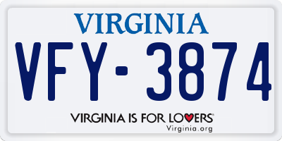 VA license plate VFY3874