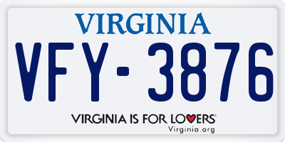 VA license plate VFY3876