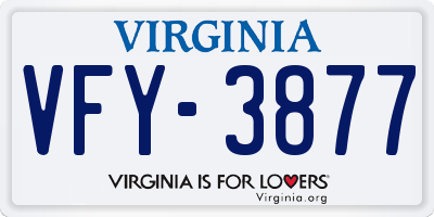VA license plate VFY3877