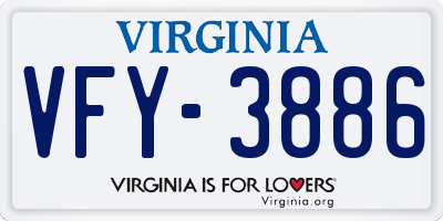 VA license plate VFY3886