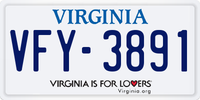 VA license plate VFY3891