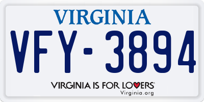 VA license plate VFY3894