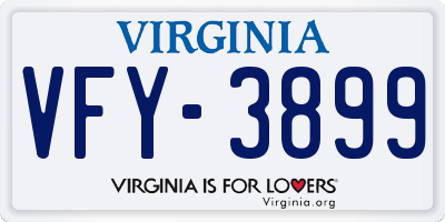 VA license plate VFY3899