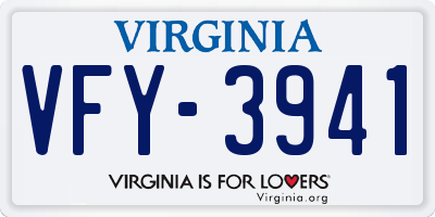 VA license plate VFY3941