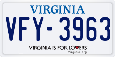 VA license plate VFY3963