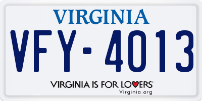 VA license plate VFY4013