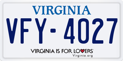 VA license plate VFY4027