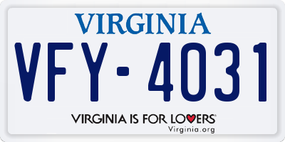 VA license plate VFY4031