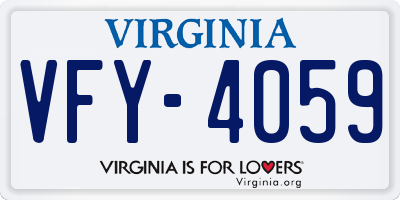 VA license plate VFY4059