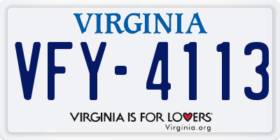 VA license plate VFY4113