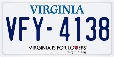 VA license plate VFY4138